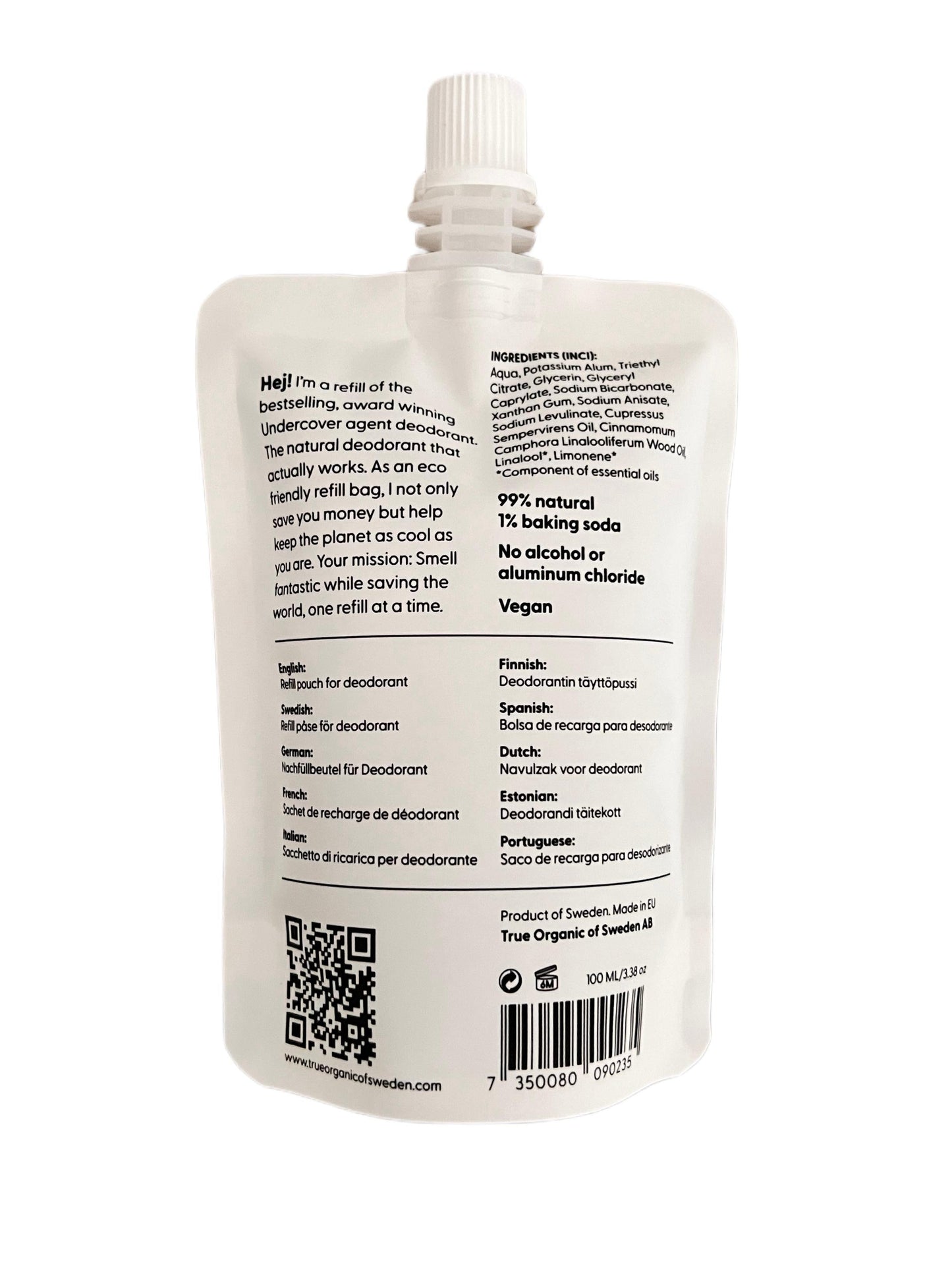 Undercover agent natural deodorant original scent refill pouch-2