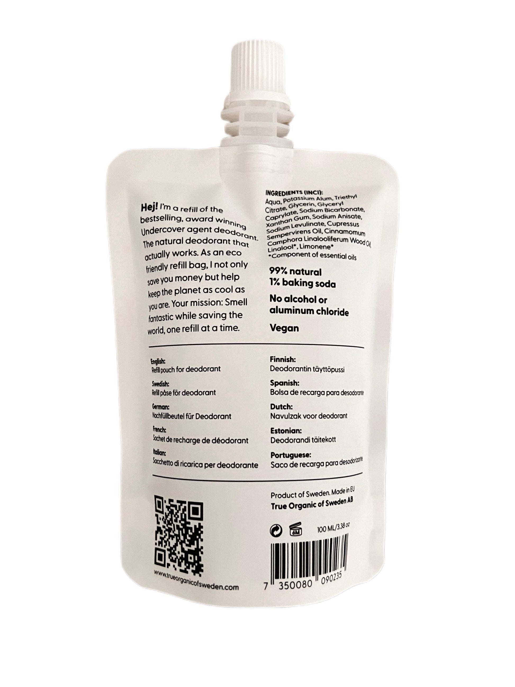 Undercover agent natural deodorant original scent refill pouch-2